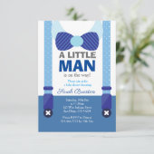 Une petite carte d'invitation baby shower homme (Debout devant)