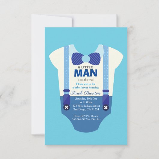 Une petite carte d'invitation baby shower homme (Devant)