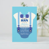 Une petite carte d'invitation baby shower homme (Debout devant)