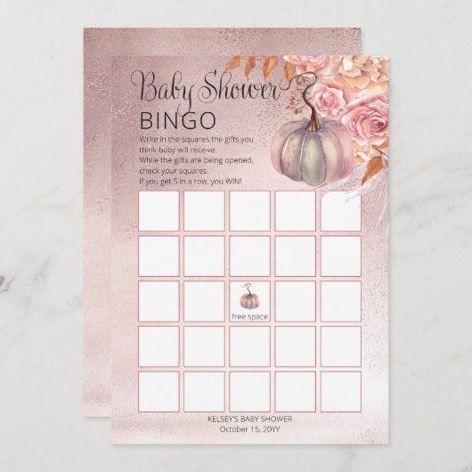 Une petite citrouille fleurit Carte de Bingo Bébé  (Devant / Derrière)