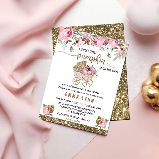 Une Petite Citrouille Invitation Baby shower fille