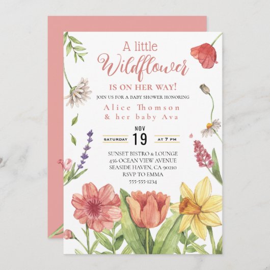 une petite fille fleur sauvage invitation à la dou (Devant / Derrière)