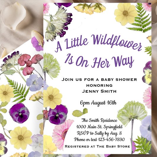 Une Petite Fleur sauvage Invitation Baby shower fi
