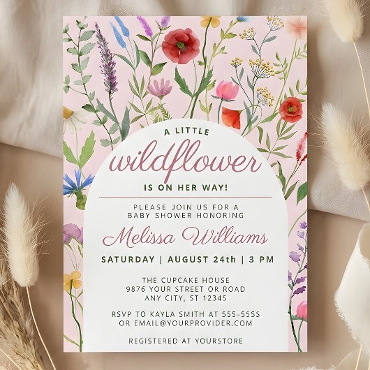 Une Petite Fleur sauvage Invitation Baby shower fi