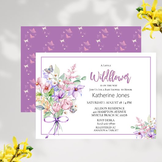 Une Petite Fleur sauvage Invitation Baby shower fi