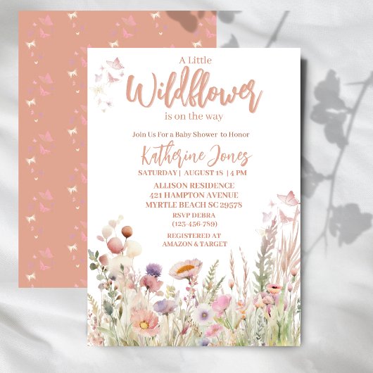 Une Petite Fleur sauvage Invitation Baby shower fi