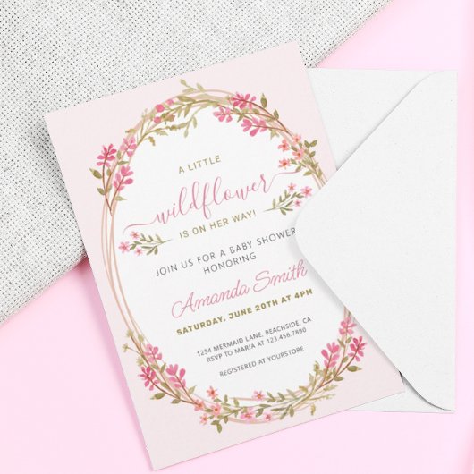 Une Petite Fleur sauvage Invitation Baby shower fi
