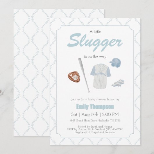 Une petite invitation au Baby shower de baseball S (Devant / Derrière)