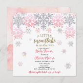Une petite invitation au baby shower Snowflake (Devant / Derrière)