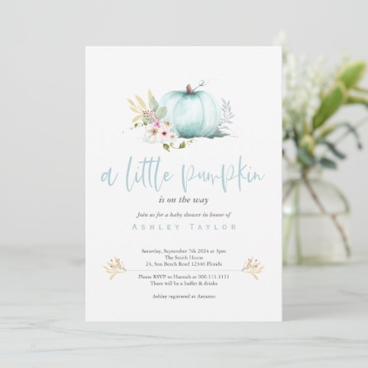 Une Petite Invitation Baby shower Citrouille (Debout devant)
