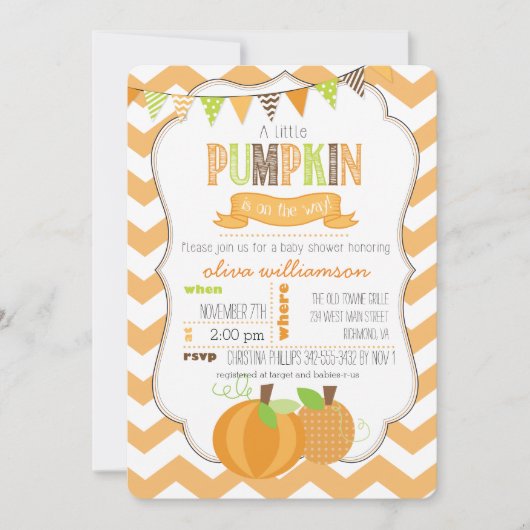 Une Petite Invitation Baby shower Citrouille (Devant)