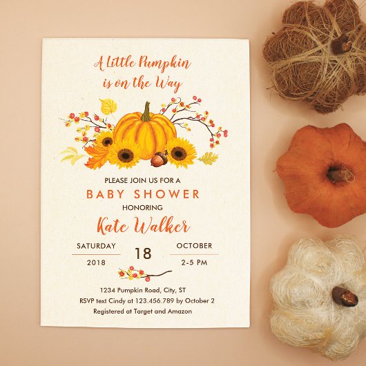 Une Petite Invitation Baby shower Citrouille