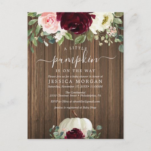 Une Petite Invitation Baby shower Citrouille (Devant)