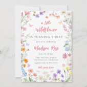 Une petite invitation d'anniversaire florale de fl (Devant)