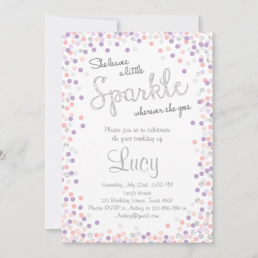 Une petite invitation d'anniversaire Silver violet (Devant)