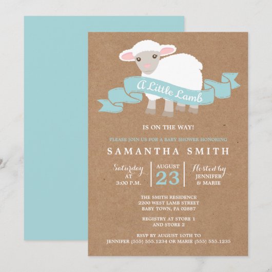 Une petite invitation de baby shower de garçon (Devant / Derrière)