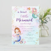 Une Petite Invitation De Baby shower De Sirène (Debout devant)
