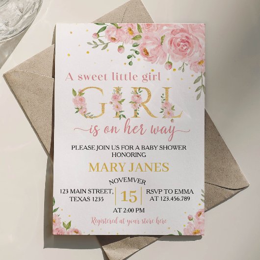 Une Petite Invitation De Baby shower Fille Un Peu