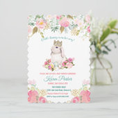 Une Petite Invitation De Baby shower Floral Bunny (Debout devant)