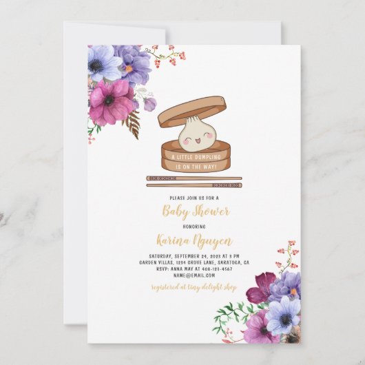 Une Petite Invitation De Baby shower Floral Dumpli (Devant)