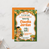 Une Petite Invitation De Baby shower Orange Cutie (Devant/Arrière en situation)