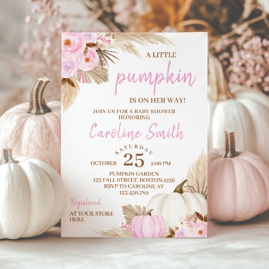 Une Petite Invitation De Baby shower Rose Citrouil