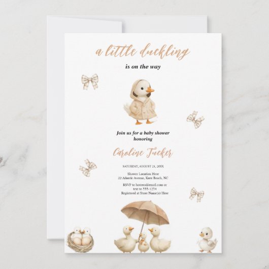 UNE PETITE INVITATION DE DUCKS DE BABYSHOWER (Devant)
