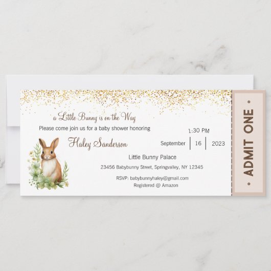 Une petite invitation de lapin en route, bébé (Devant)