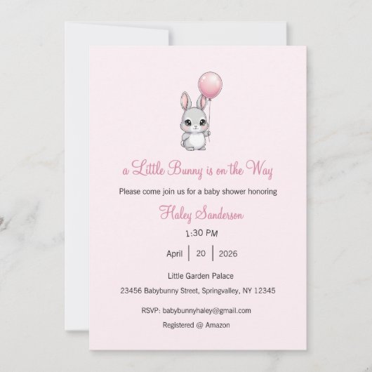 Une petite invitation de lapin est en route, bébé (Devant)