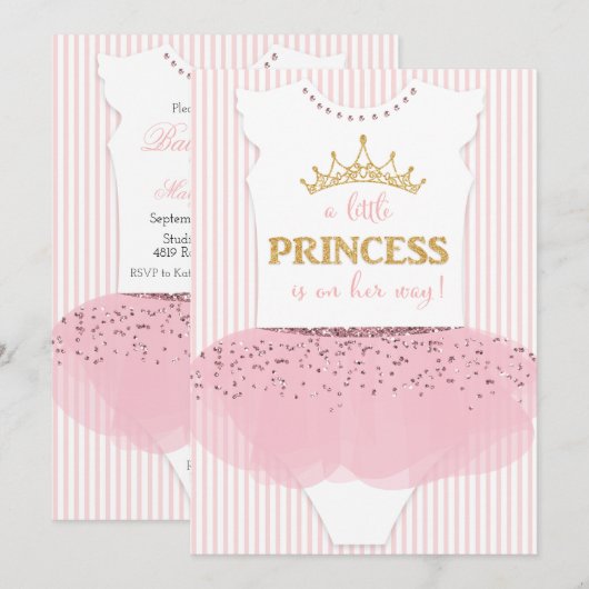 Une petite invitation de princesse baby shower (Devant / Derrière)