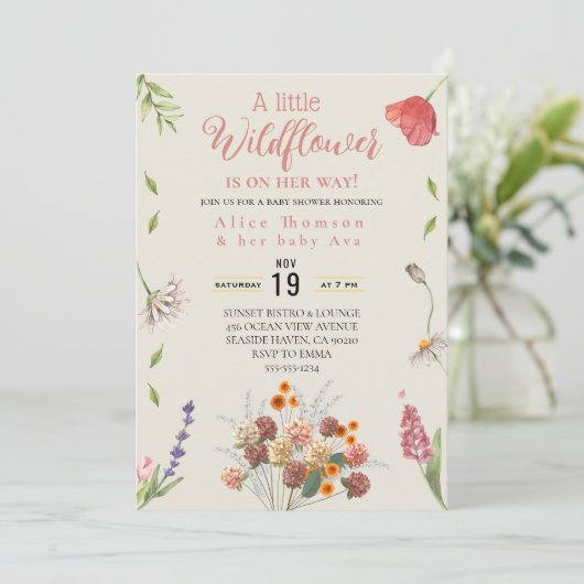 une petite invitation fleur sauvage à boho (Debout devant)