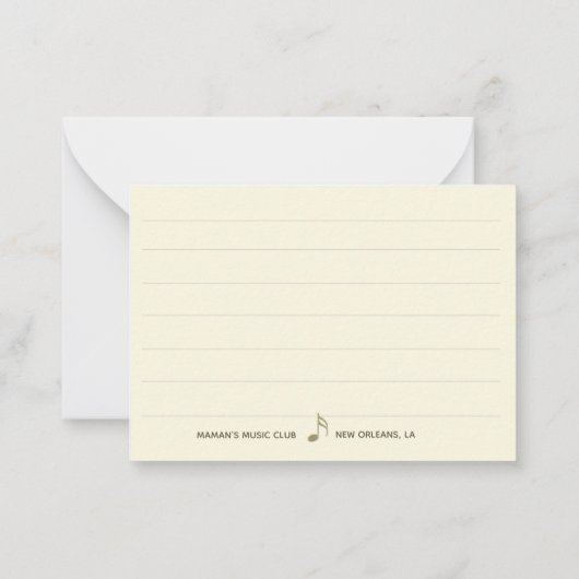 Une Petite Note Musique Monogramme Cartes Notes (Dos)