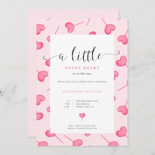 Une Petite Petite Amoureuse Invitation Baby shower (Devant / Derrière)