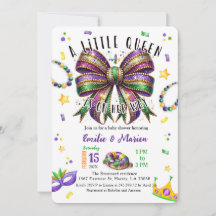 Une petite reine est en route Invitation Mardi Gra
