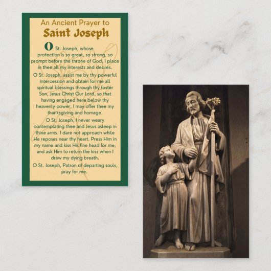 Une prière ancienne aux cartes de prière St Joseph (Devant / Derrière)