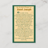Une prière ancienne aux cartes de prière St Joseph (Devant)