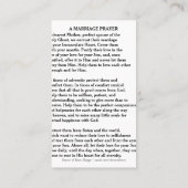 Une Prière Mariage catholique Favoriser la Carte S (Dos)