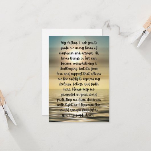 Une Prière Pour Les Temps Difficiles Carte De Voeu (Devant/Arrière en situation)