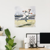 Une prise à main - Impression de cricket d'archive (Bureau à domicile)