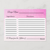 Une recette pour la carte de recette de mariage de (Dos)