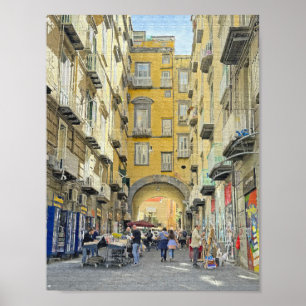 Une rue à Naples, Italie Design Poster Imprimer
