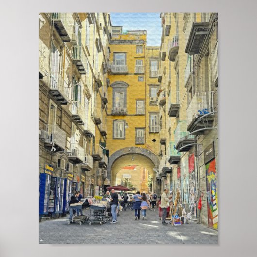 Une rue à Naples, Italie Design Poster Imprimer (Devant)