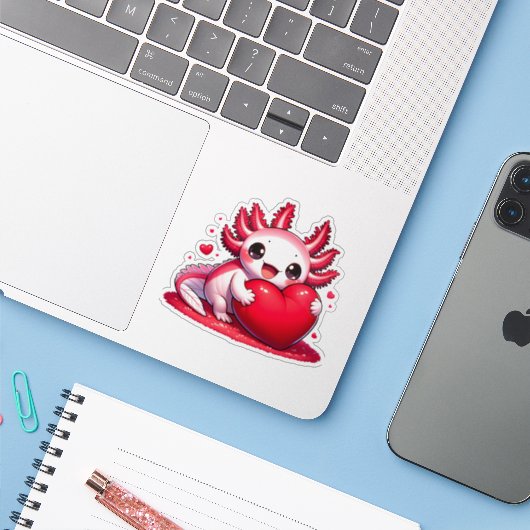 Une salamandre pour la saint Valentin sticker (Ordinateur portable avec iPhone)