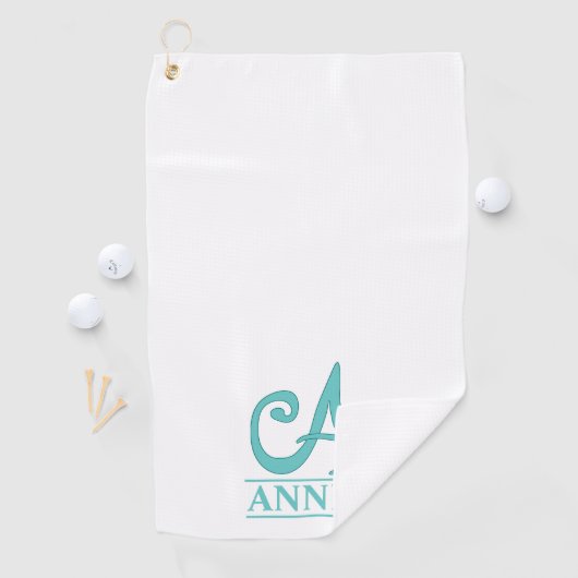 Une serviette de golf monogrammée (En situation)
