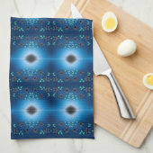 Une serviette de thé bleue et noire fantaisie (Quart Plié)