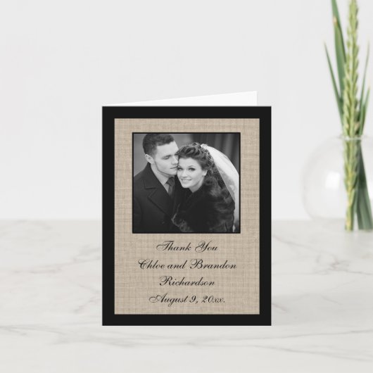 Une simple carte de remerciement en toile de jute (Devant)