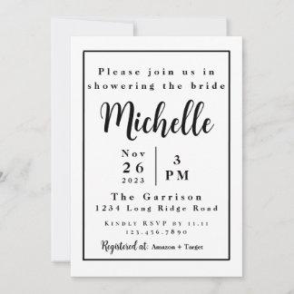 Une simple invitation à la douche nuptiale | Minim