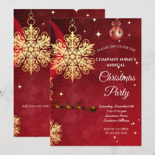 Une simple invitation à Noël rouge et élégante (Devant / Derrière)