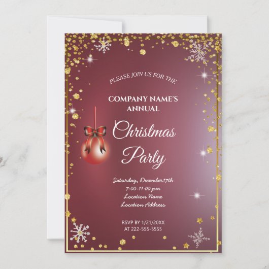 Une simple invitation à Noël rouge et élégante (Devant)