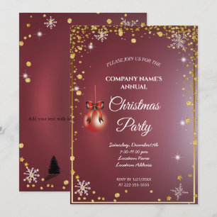 Une simple invitation à Noël rouge et élégante